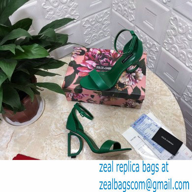 Dolce  &  Gabbana Heel 10.5cm Leather Sandals Green with D & G Heel 2021